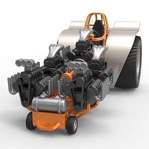 3D Diecast Pulling tractor with 5 engines V8 Version 6 Scale 1 to 25