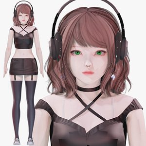 Emo Clothing 0004 - UE5 - Unity - Blender - Animated - Realistic Female Character