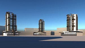 3D model residential building shopping