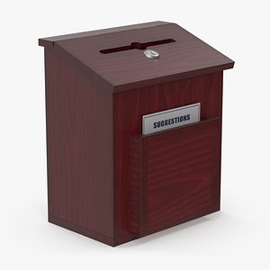 3D Red Wood Locking Suggestion Box with Card model