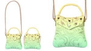 Lovely Heart Embellished Handbag Green pastel 3D model