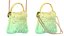 Lovely Heart Embellished Handbag Green pastel 3D model