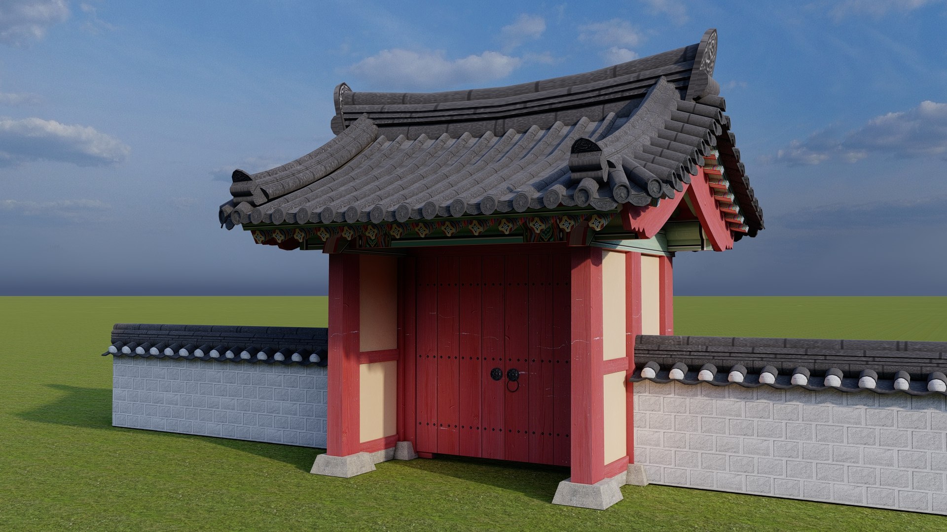 Korea House Gate Sajumun 3D TurboSquid 2019945