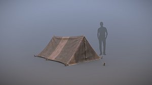Military Tent WWII TwoSleeping close vr3 3D model