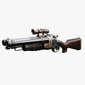 Steampunk Shotgun 3D Model with PBR Textures 3D