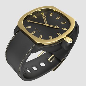 Leather Strap Dark Gold  Watch