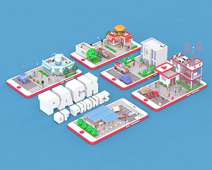 Low Poly Buildings on Mobile Phone