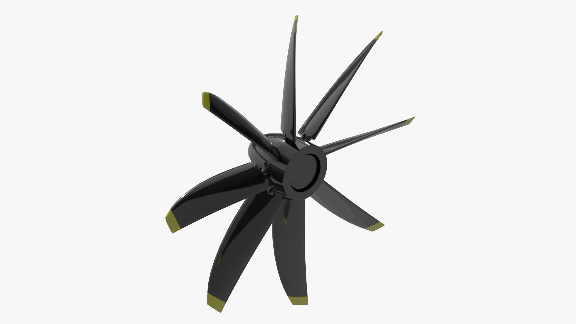 Black Eight-Blade Helicopter Propeller 3D model preview