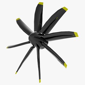 3D Black Eight-Blade Helicopter Propeller model