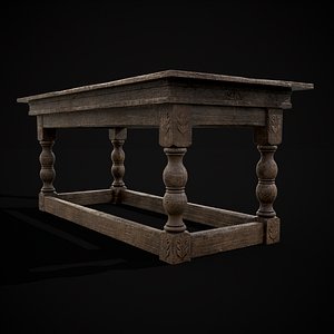 Renaissance Elegant Long Table 3D