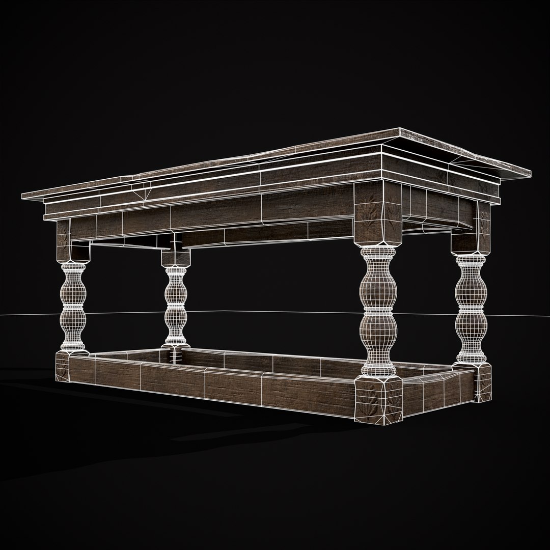Renaissance Elegant Long Table 3D - TurboSquid 2103457