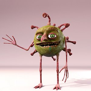 3D model cartoon virus character