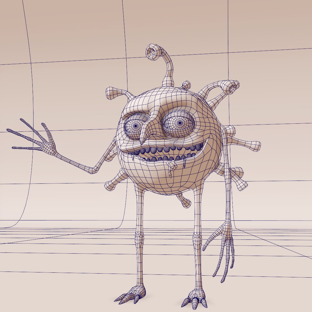 3D Model Cartoon Virus Character - TurboSquid 1535386