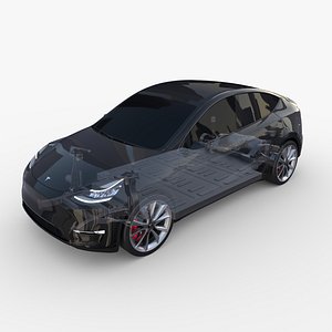 3D tesla y rwd chassis model