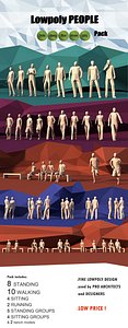 3D pack people standing walking