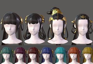 The girl hair Restoring ancient ways ponytail Long hair braid Low-poly