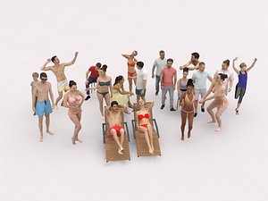 20x 3D PEOPLE LOW POLY SPORT SPORTS BEACH PEOPLE CROWD