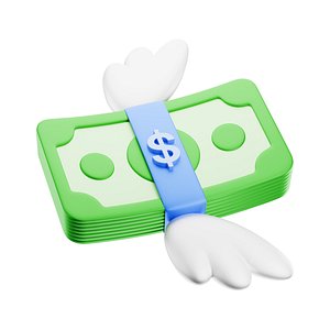 3D model Banknote Dollar Stack Wings Icon