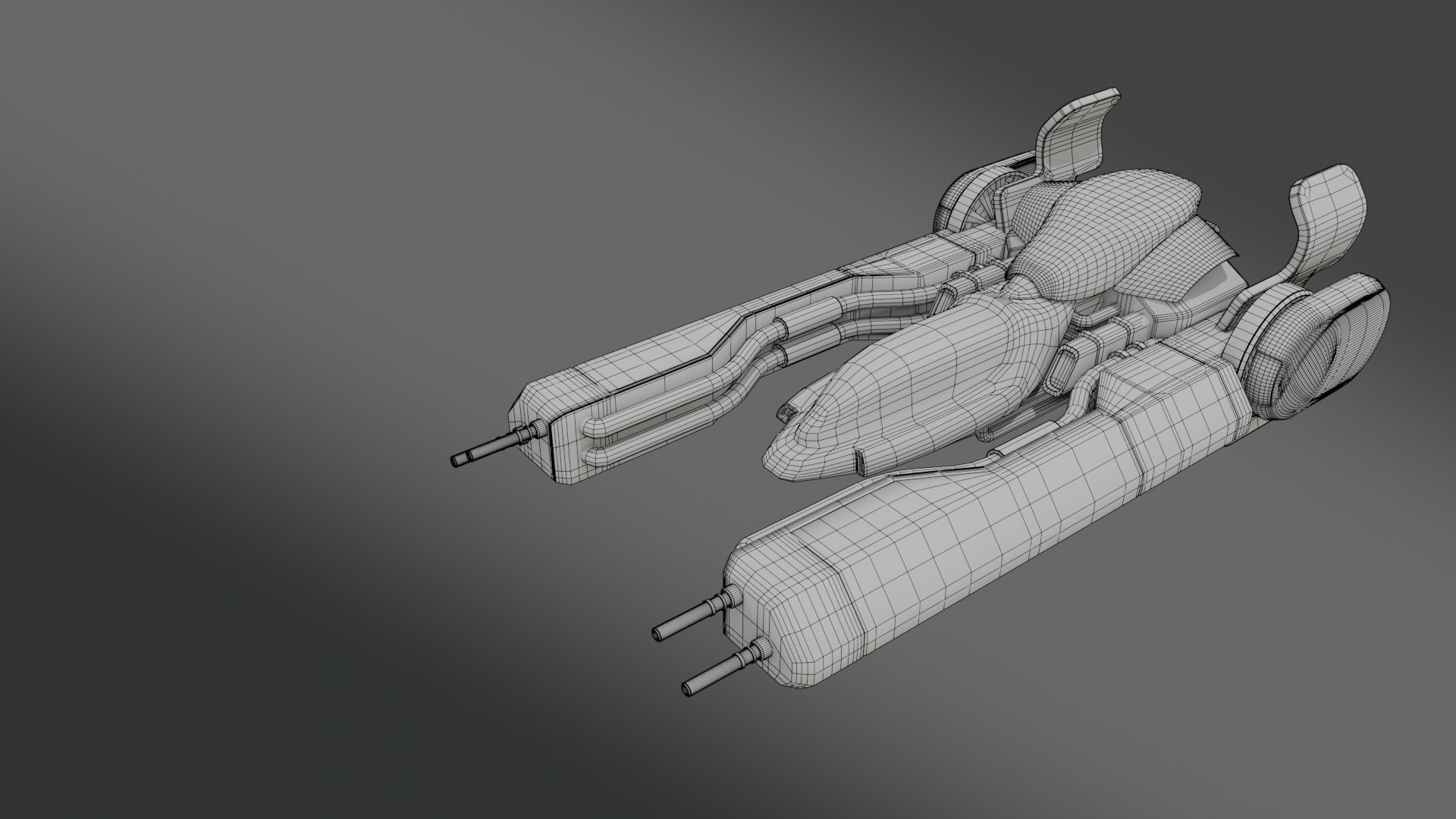 Sci-Fi Fighter Jet - Low poly - Game Ready 3D model https://p.turbosquid.com/ts-thumb/GB/ta7Sfc/Yq/wire_0002/jpg/1765971833/1920x1080/fit_q87/9a226f08d43d80c767ac5c00ab4d62170bd0e0c2/wire_0002.jpg