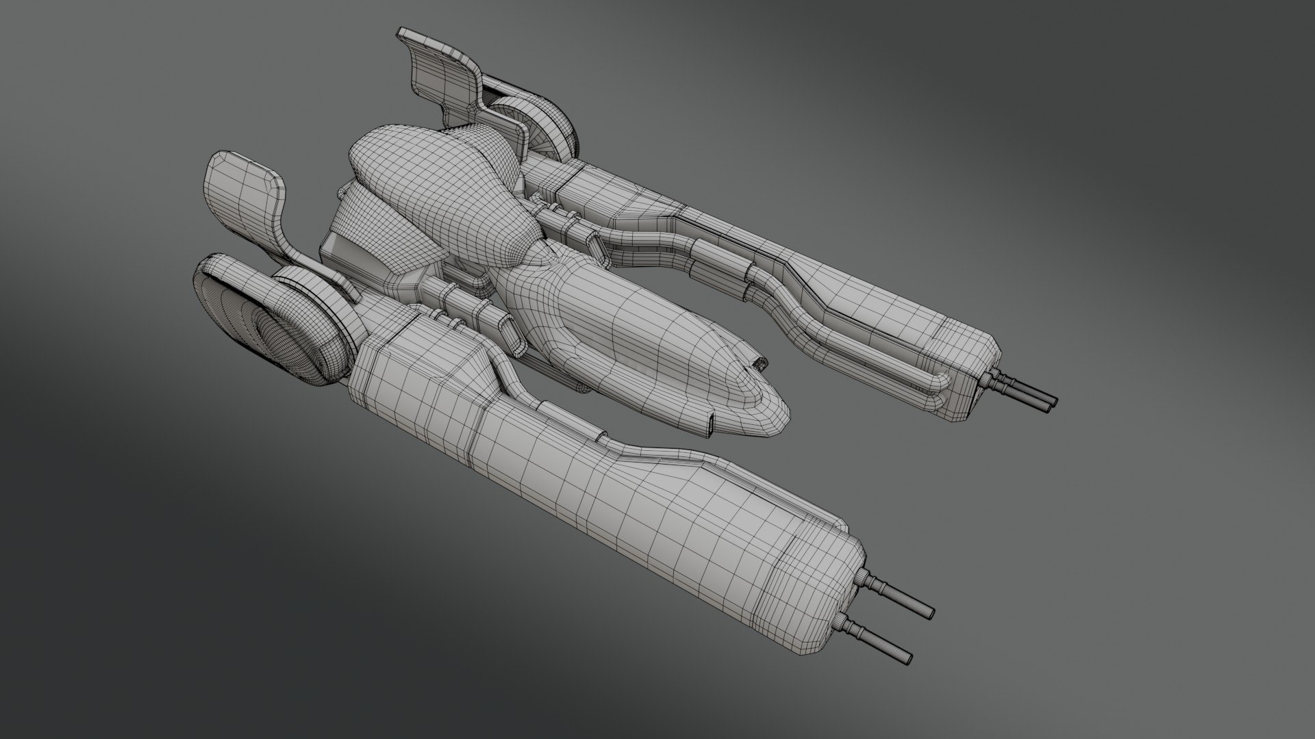 Sci-Fi Fighter Jet - Low poly - Game Ready 3D model https://p.turbosquid.com/ts-thumb/GB/ta7Sfc/pU/wire_0013/jpg/1765971845/1920x1080/fit_q87/bf3cb79eabedabc0254b728b88a8f4b220dc60f5/wire_0013.jpg