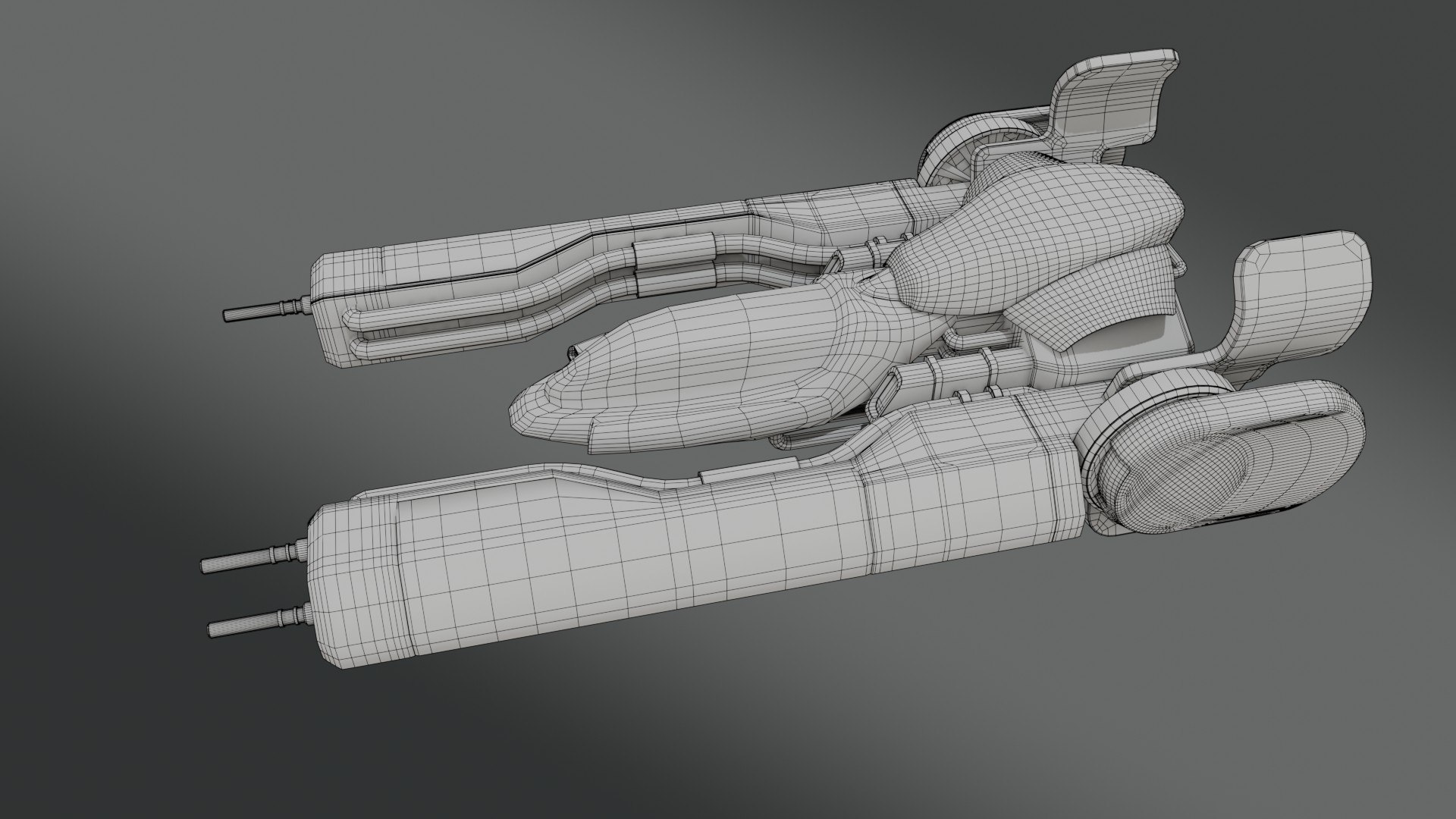 Sci-Fi Fighter Jet - Low poly - Game Ready 3D model https://p.turbosquid.com/ts-thumb/GB/ta7Sfc/vt/wire_0003/jpg/1765971837/1920x1080/fit_q87/eaed010b99935450a00cfc396e4850d94ca45ef5/wire_0003.jpg