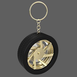 Simple Gold Wheel 3 Keychain