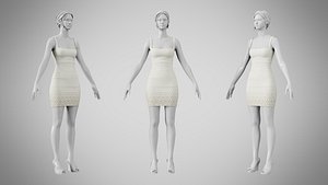 Dress 52 Beige 3D model