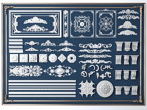 Classical Plaster Moulding Decor Pack PBR Game Ready 3D