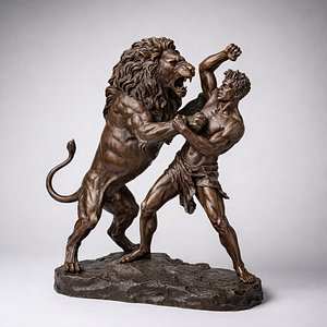 Lion vs man 3D model