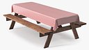 Red Gingham Tablecloth on Picnic Table