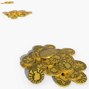 3D Game Ready Low Poly Coin Pile Collection