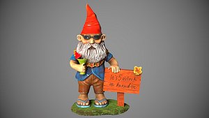 3D Garden Gnome with cocktail