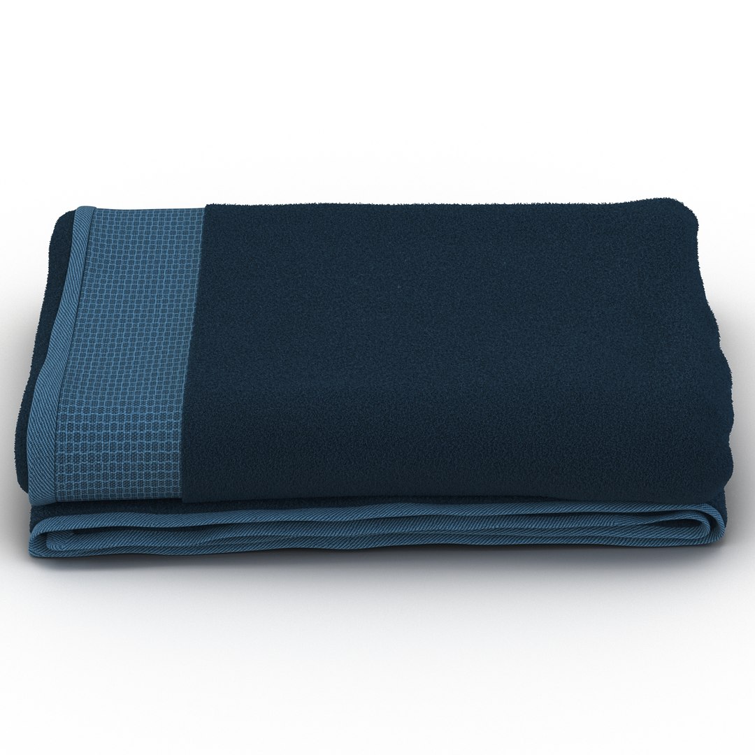 Towel Blue with Fur 3D model preview