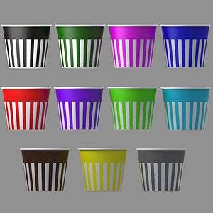 empty striped 02 popcorn tub Collection of 11 model