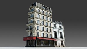 3D Parisian Cafe Corner Building model