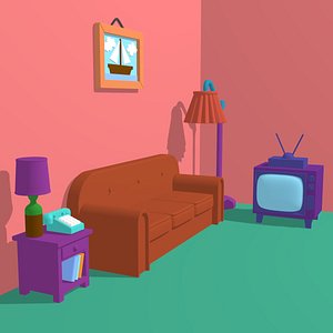シンプソンズハウスリビングルーム3Dローポリ3Dモデル3Dモデル