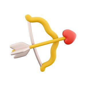 3D model arrow heart bow icon