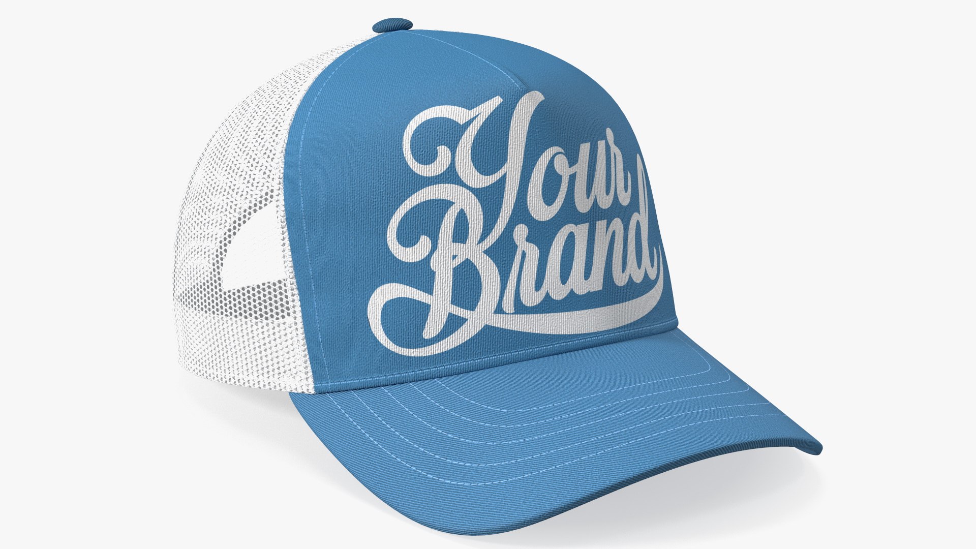 Trucker Cap Your Brand Blue 3D model preview