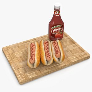 Classic Hot Dogs on Cutting Board