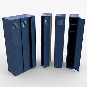 PBR School Gym Locker 03 - Blue Dark 3D
