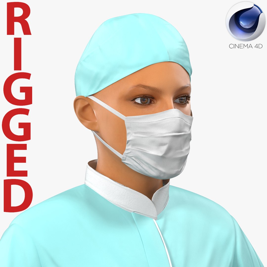 Female Surgeon Mediterranean Rigged for Cinema 4D 3D model preview