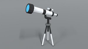 Low Poly Cartoon Telescope 3D model