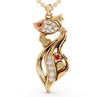 Gold Fish Pendant diamond