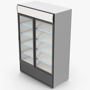 Double Sliding Door Beverage Refrigerator 3D model