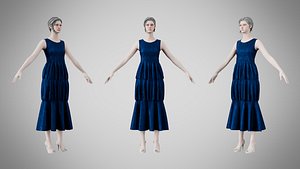 Dress 24 Indigo Velvet With Design