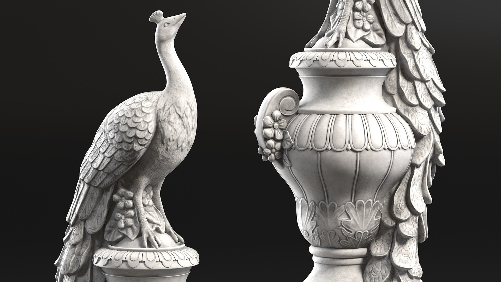 3D Peacock Statue Marble model TurboSquid 2027766