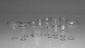 3D model Collection of Glasses for Interior Renders Set 3D model 3D model