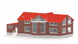 3D Two-storey house with swimming pool