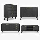 Colección de muebles modernos de madera negra (paquete de 4 modelos 3D)