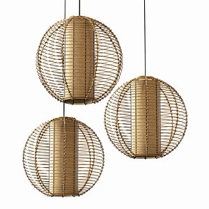 Lamp wicker branch rattan sphere 3D